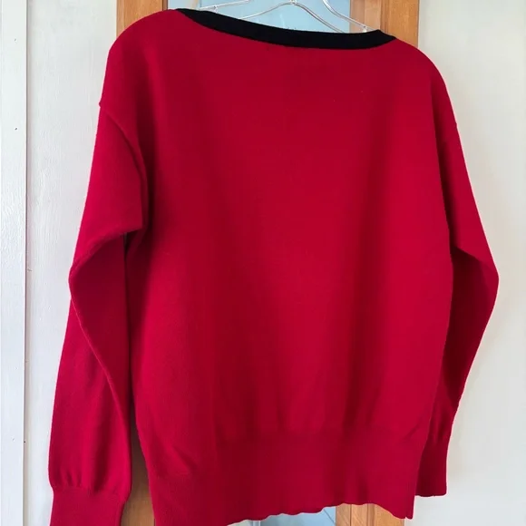 Lauren Ralph Lauren Red Pullover Boat Neck Button Accent Sweater Size Large EUC - Picture 5 of 8